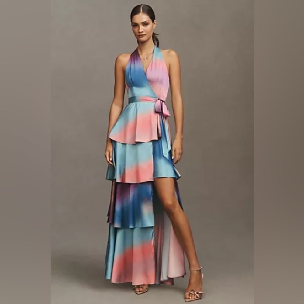 Anthropologie Hutch Ombre Wrap Maxi dress